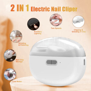2-in-1 Premium Electric Nail Clipper & Polisher | Automatic Finger Nail Trimmer with LED Light